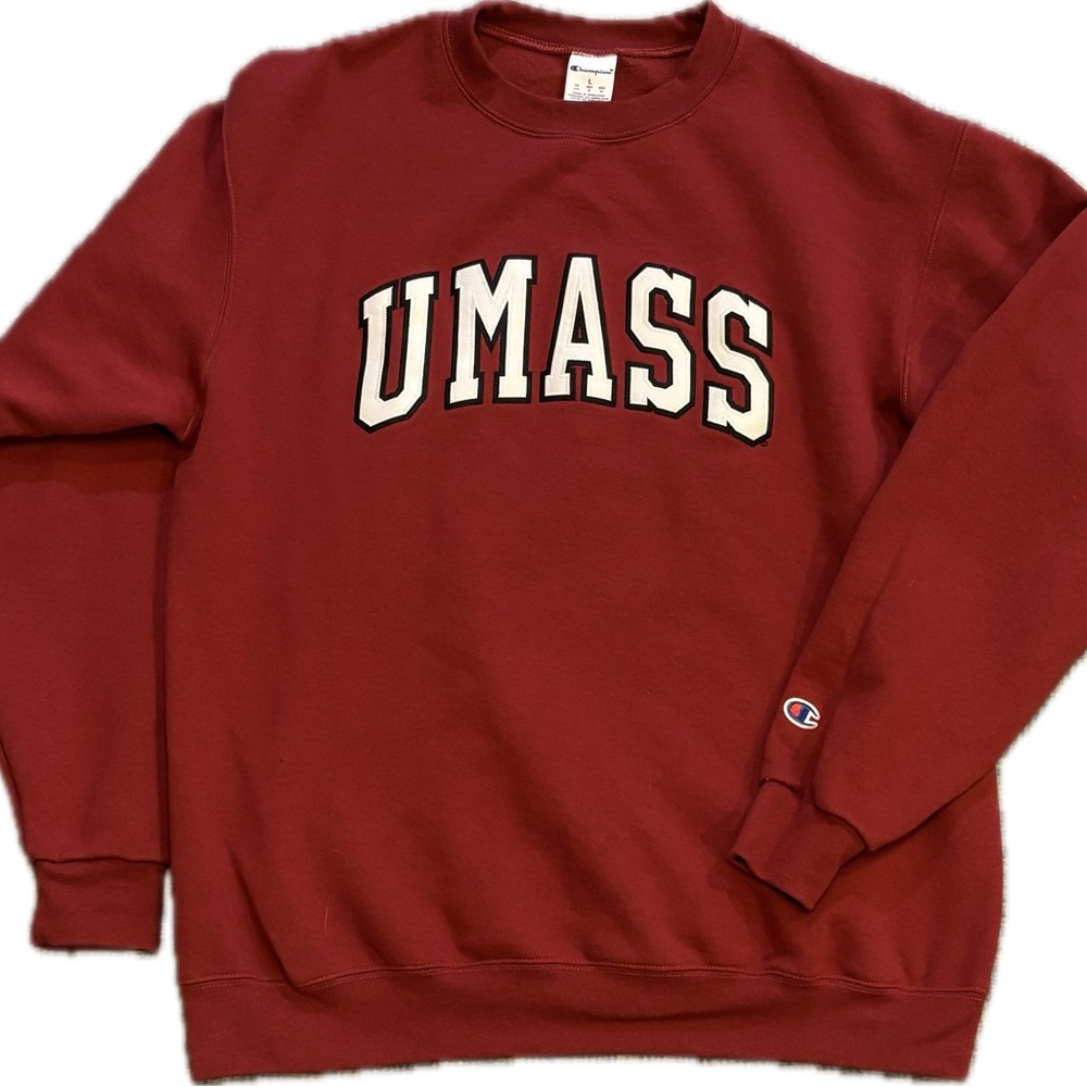 Champion UMass Men's Crewneck Sweater - Maroon